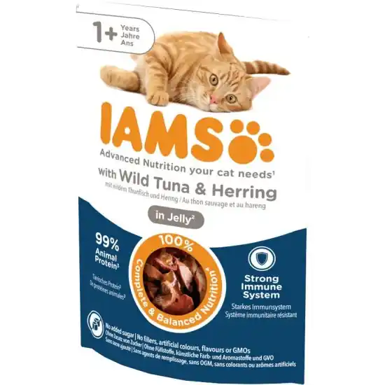 Akciós ár Iams Cat Delights Tonhal És Hering Aszpikban 85gr