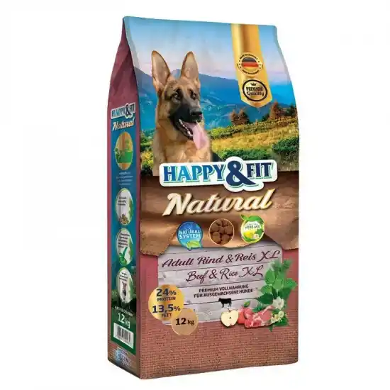 Akció Happy&Fit Natural Adult Rind&Reis XL 12kg