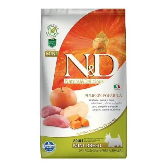 Szuper akció N&D Dog Grain Free vaddisznó&alma sütőtökkel adult mini 2,5kg