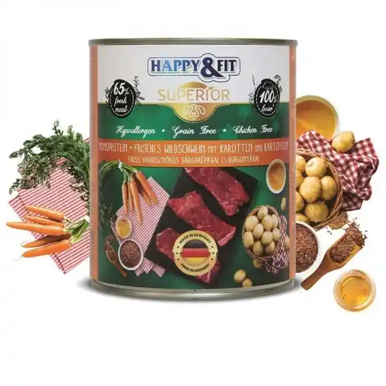 Happy&Fit Superior Friss Vaddisznóhús S.répával, burgonyával 800g Árengedmény
