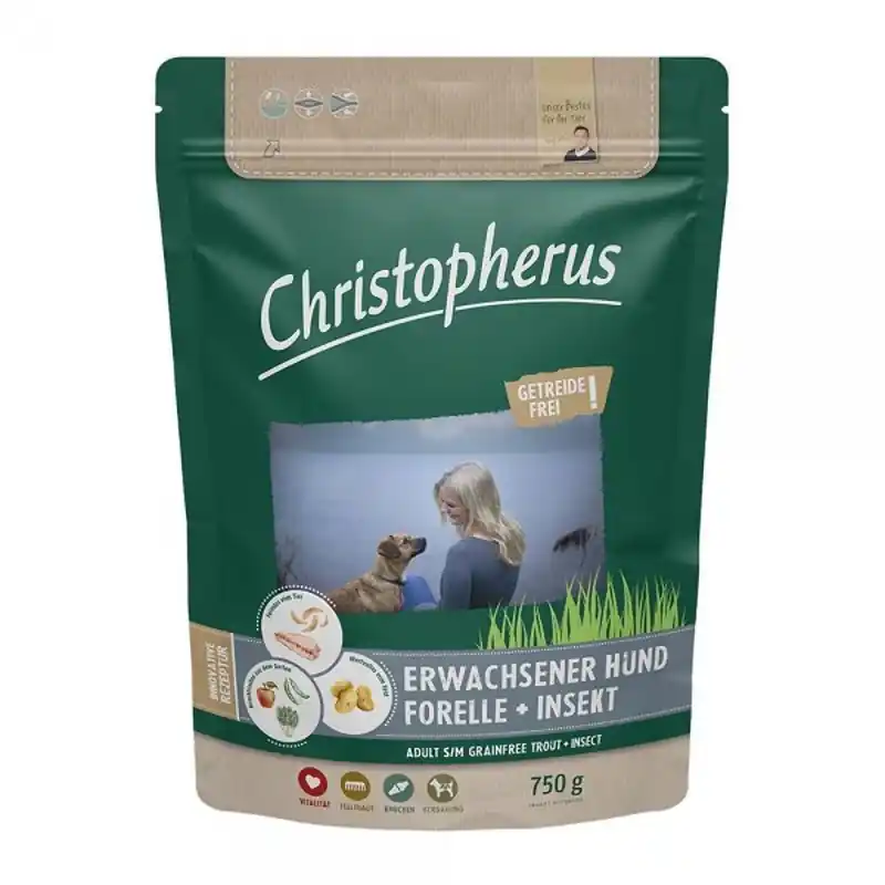 Ajánlat Christopherus Dog Adult Grain Free Pisztráng és rovar Small&medium 750g