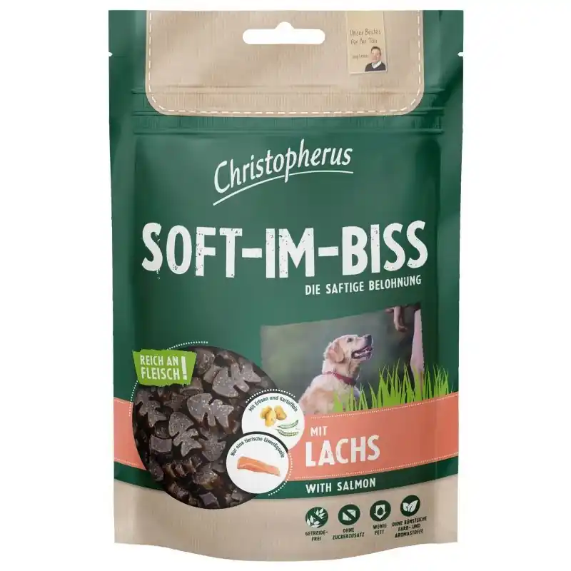 Christopherus Dog Jutalomfalat Grain Free Soft-Im-Biss Lazac 125g Gyors szállítás