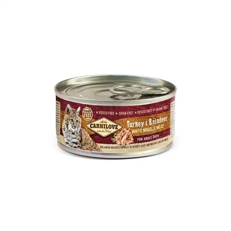 Vedd meg online Carnilove Cat Turkey & Reindeer Can- Pulyka és Rénszarvas Hússal konzerv 100g