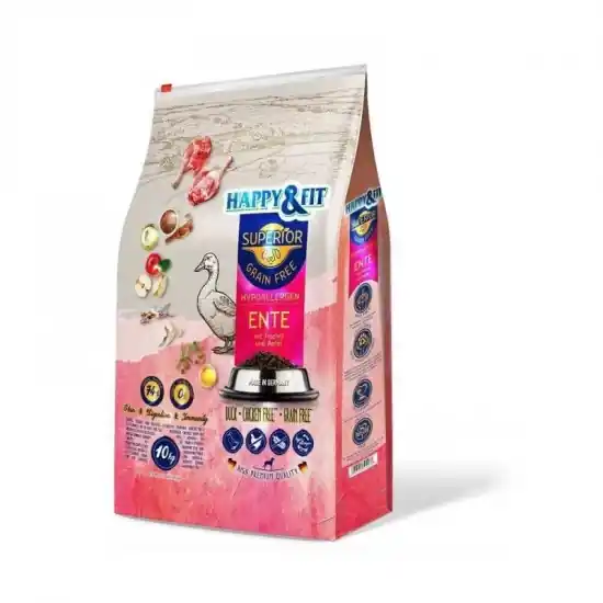 Ne maradj le Happy&Fit Superior Hipoallergén Kacsa, halolajjal és almával 10kg