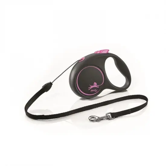 Exkluzív ajánlat Flexi Black Design zsinóros automata póráz S 5m 12kg-ig pink