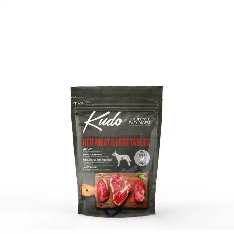 Kudo Low Grain Adult Red Meat/Vegetables Mini száraz kutyatáp vörös hús, zöldség 3kg Szezonális akció