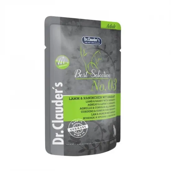 Biztonságos fizetés Dr.Clauders Best Selection Cat No3 alutasak bárány&nyúl amaránttal - Hair&Skin 85g