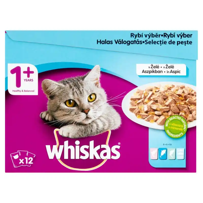 Whiskas alutasak 12-pack halas válogatás aszpikban 12x85g Rendeld meg most