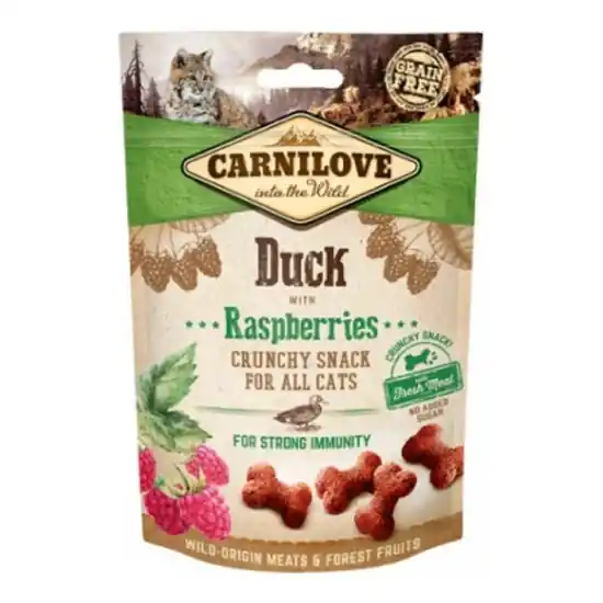 Akciós ár Carnilove Cat Crunchy Snack Duck & Raspberries- Kacsa Hússal és Málnával 50g