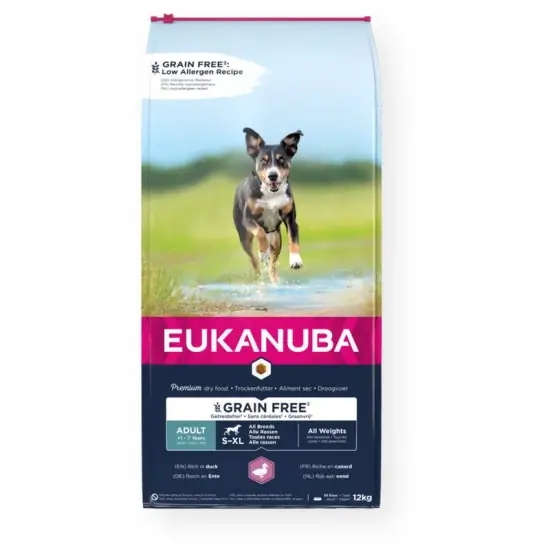 Rendeld meg most Eukanuba Adult Grain Free All Breeds Duck 12kg