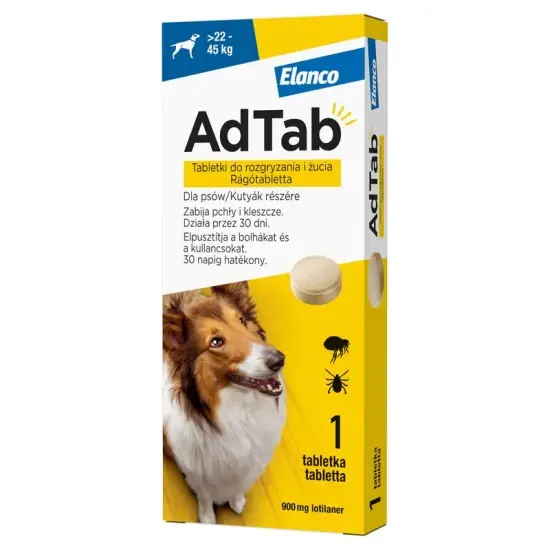 AdTab rágótabletta óriás testű kutyáknak (>22-45 kg) 900mg Utolsó esély