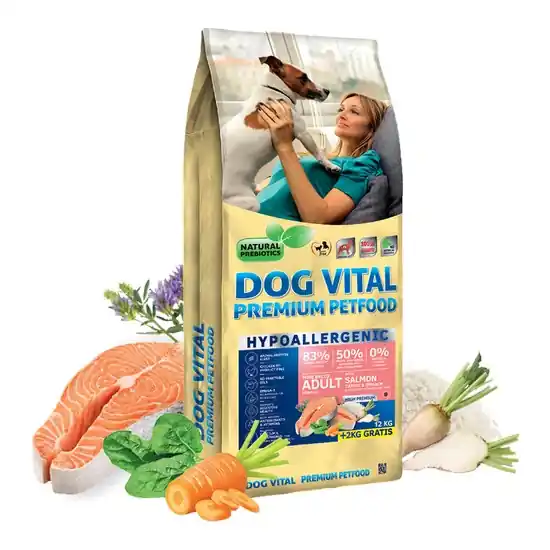 Csak ma Dog Vital Hipoallergén Adult Mini Salmon,carrot&spinach 12+2kg grátisz