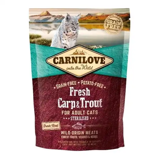 Carnilove Fresh Adult Cat Carp & Trout Sterilised - Ponty és Pisztráng Hússal 400g Biztonságos fizetés