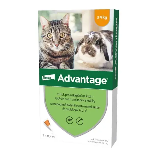 Advantage rácsepegteto oldat kistestu macskáknak és nyulaknak AUV 1 x 0,4 ml Vedd meg most