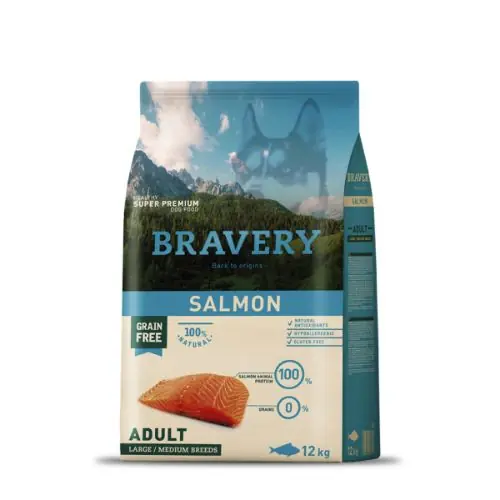 Árengedmény Bravery Salmon Adult Large/Medium Breeds kutyatáp
