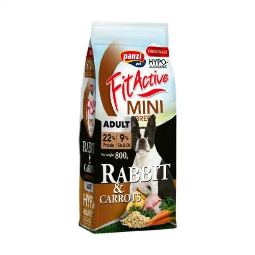 Árengedmény Panzi FitActive ORIGINALS Mini Adult Hypoallergenic Rabbit&Carrots 800g