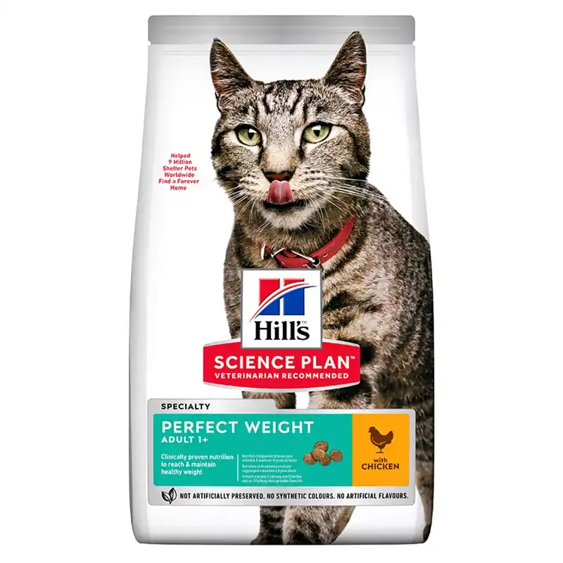 Kedvezmény Hill‘s Science Plan Perfect Weight száraz macskaeledel adult csirke 2,5kg