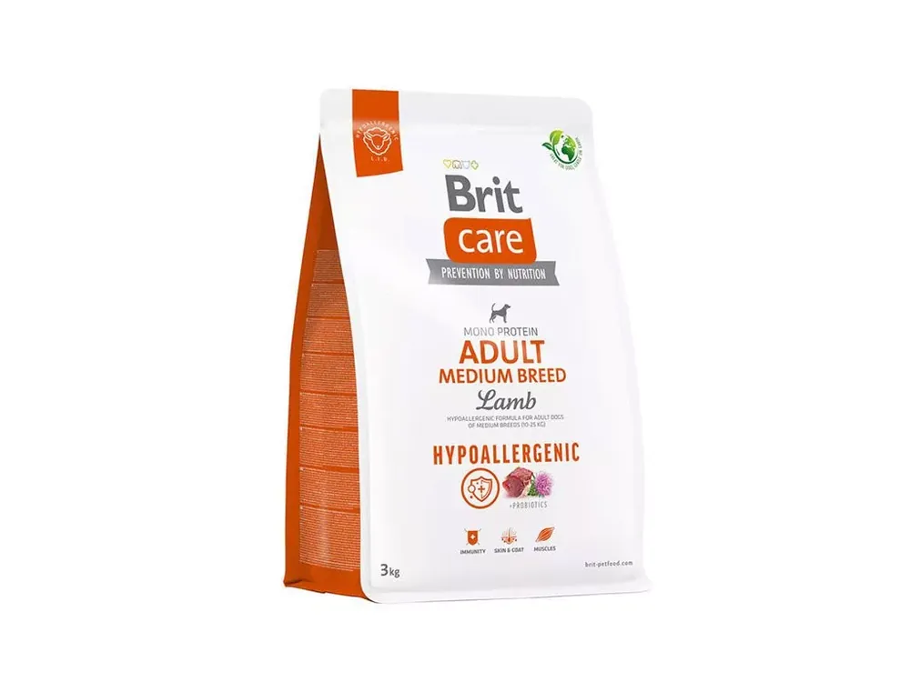 Brit Care Hypoallergenic Medium Breed száraz kutyaeledel adult bárány 3kg Végkiárusítás