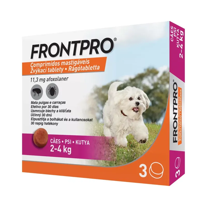 FRONTPRO® rágótabletta kutyáknak bolhák és kullancsok ellen (2–4 kg) 3db Kedvezményes ár