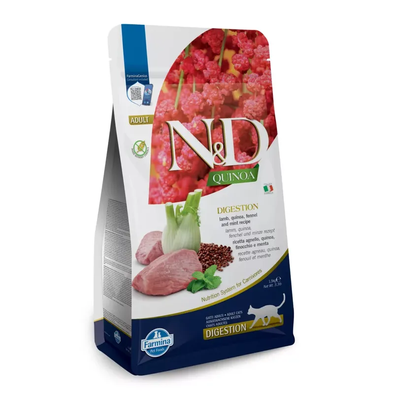 Biztonságos fizetés N&D Quinoa Digestion Bárány Száraz Macskaeledel 1,5kg