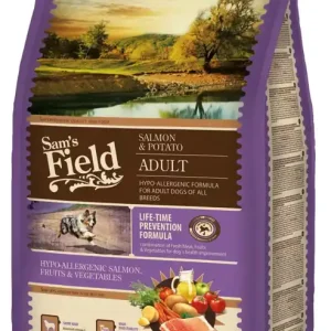 Sam‘s Field Adult hipoallergén száraz kutyaeledel lazac&burgonya 2,5kg Ne maradj le