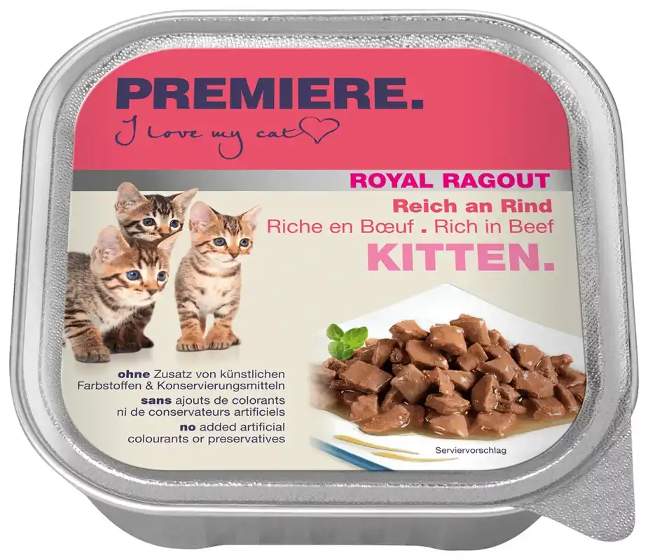Kedvezmény Premiere Royal Ragout macska tálka junior marha 16x100g