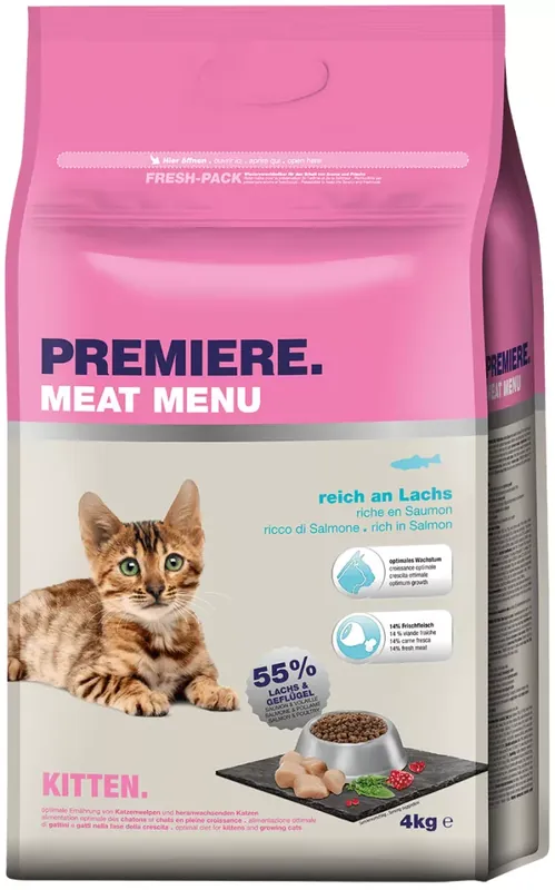 Népszerű Premiere Meat Menu száraz macskaeledel kitten lazac 4kg