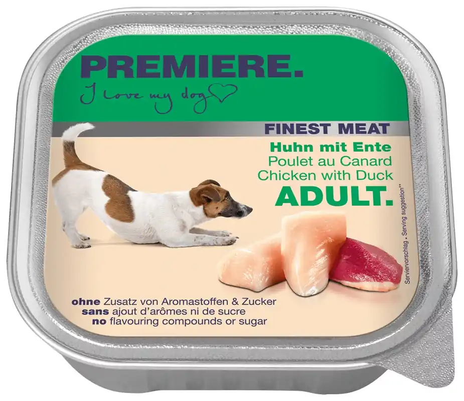 Premiere Finest Meat kutya tálka adult csirke&kacsa 10x150g Szuper ajánlat