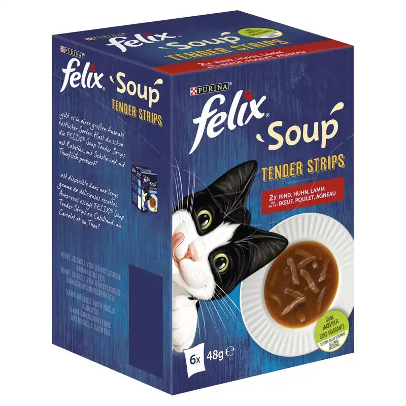 Kiárusítás Felix Soup Tender Strips macska tasak MP házias szószos 6x48g