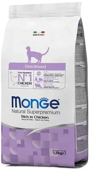Újdonság MONGE száraz macskaeledel steril 1,5kg