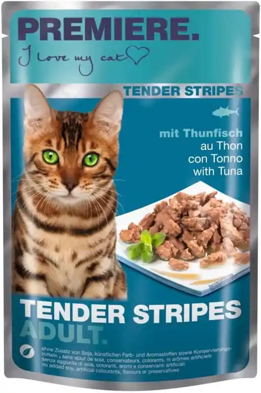 Legnépszerűbb Premiere Tender Stripes macska tasak adult tonhal 28x85g