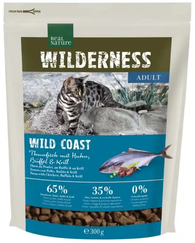 Olcsóbb Real Nature Wilderness száraz macskaeledel adult tonhal&bivaly 300g