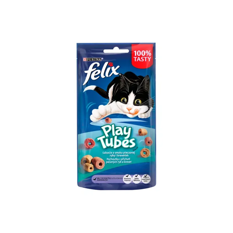 Prémium Felix Play Tubes macska jutalomfalat hal&garnéla 50g