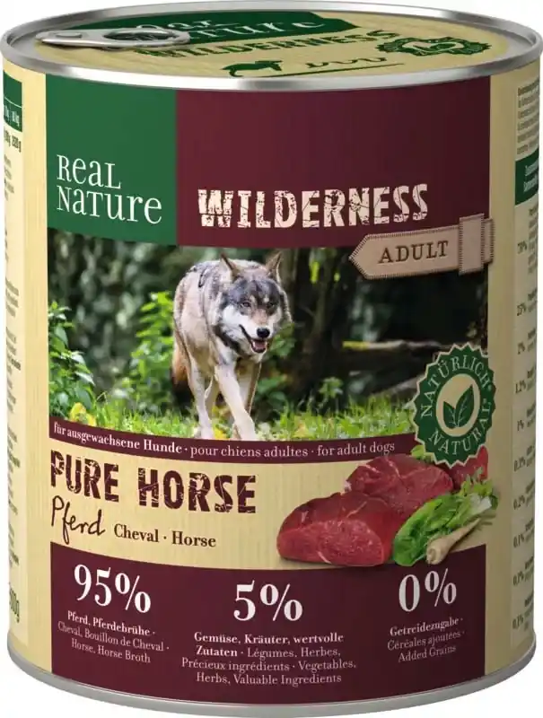 Akciós ár Real Nature Wilderness kutya konzerv adult lóhús 6x800g