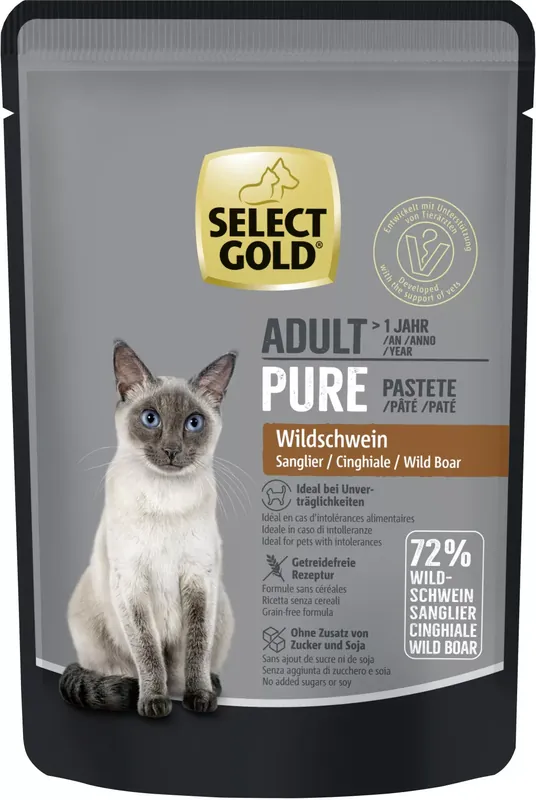 Akciós ár Select Gold Pure macska tasak adult vaddisznó 12x85g