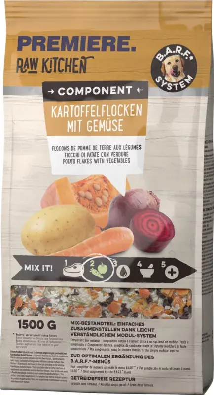 Premiere Raw Kitchen kutya burgonyapehely zöldségekkel 1,5kg Expressz kézbesítés