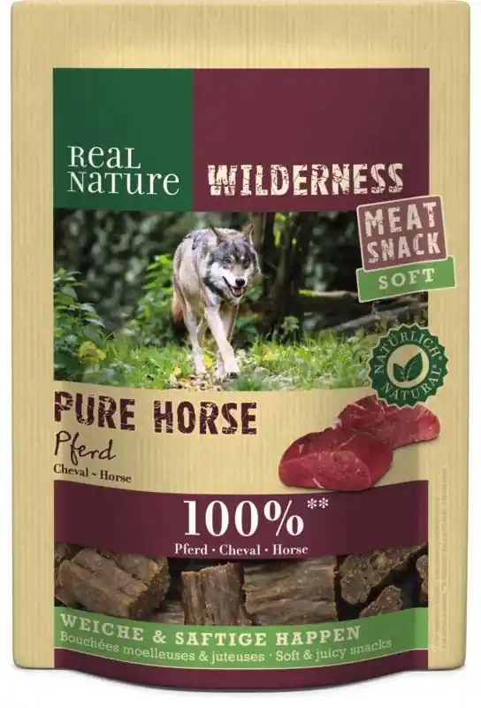 Real Nature Wilderness kutya jutalomfalat Pure Horse lóhús 150g Korlátozott ajánlat