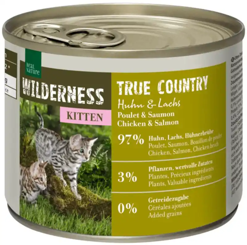Legkelendőbb Real Nature Wilderness macska konzerv kitten True Country csirke&lazac 6x200g