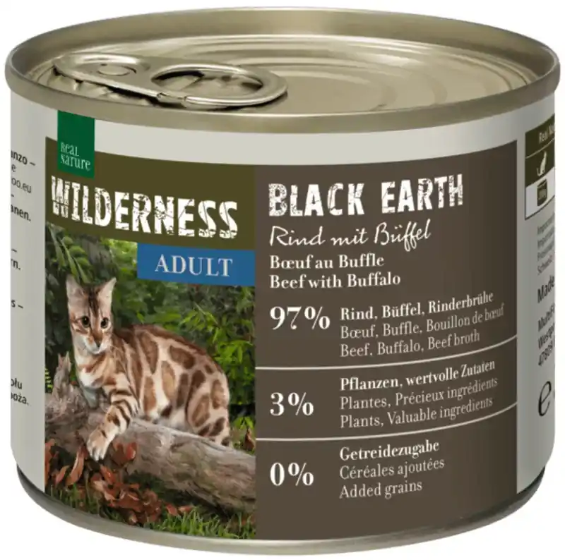 Real Nature Wilderness macska konzerv adult Black Earth marha&bivaly 6x200g Legjobb ár