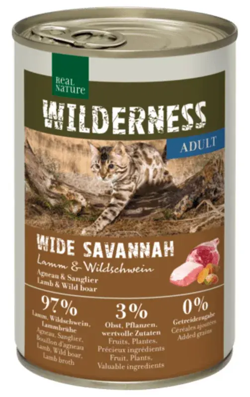 Real Nature Wilderness macska konzerv adult Wide Savannah bárány&vaddisznó 6x400g Újdonság