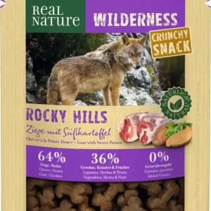 Alacsony ár Real Nature Wilderness Rocky Hills kutya jutalomfalat kecske&édesburgonya 225g
