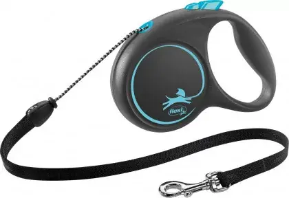 Flexi Black Design kutyapóráz csévélő zsinóros kék M 5m Rendeld meg most