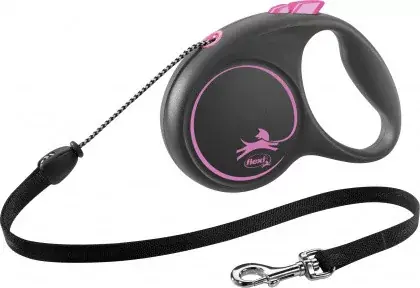 Ajánlat Flexi Black Design kutyapóráz csévélő zsinóros pink M 5m