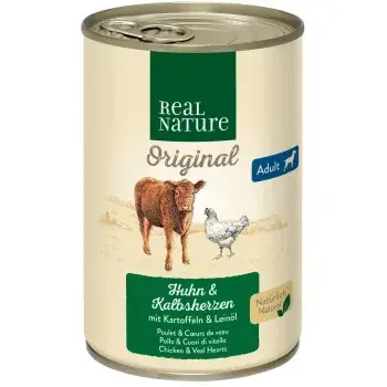 Nézd meg most Real Nature Original kutya konzerv adult borjúszív 6x400g