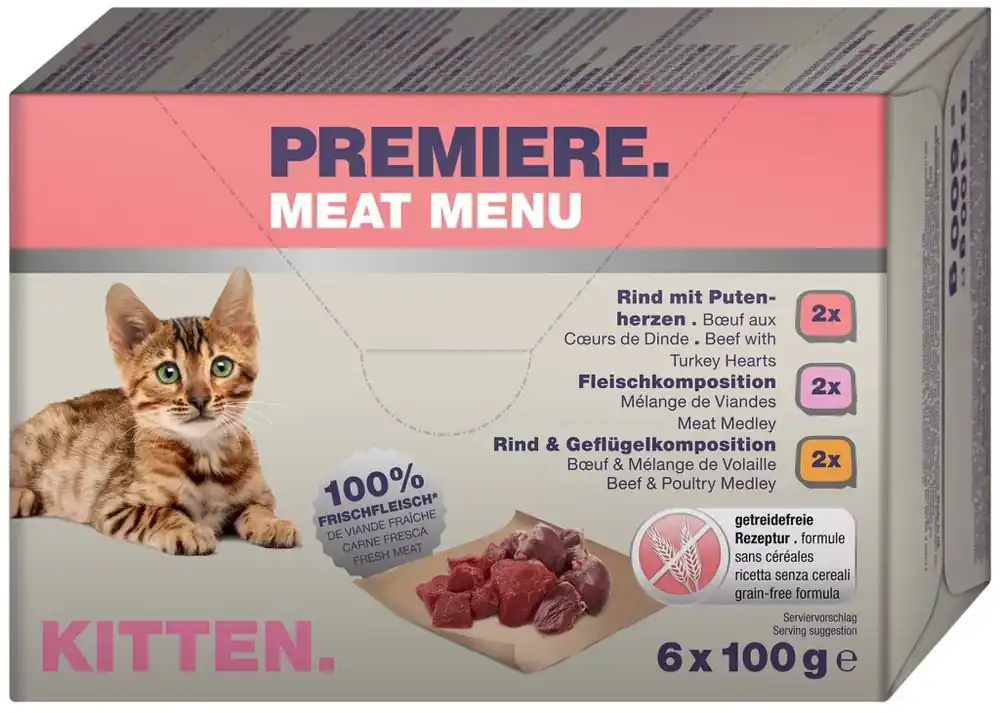 Premiere Meat Menu macska tálka MP kitten húsos 6x100g Expressz kézbesítés