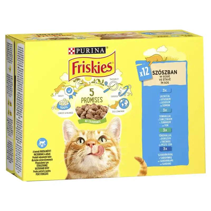 Legjobb ár Friskies macska tasak MP lazac&tonhal&szardínia&tőkehal 12x85g