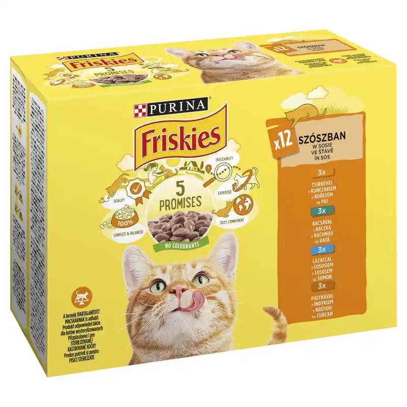 Azonnal elérhető Friskies macska tasak MP csirke&kacsa&lazac&pulyka 12x85g