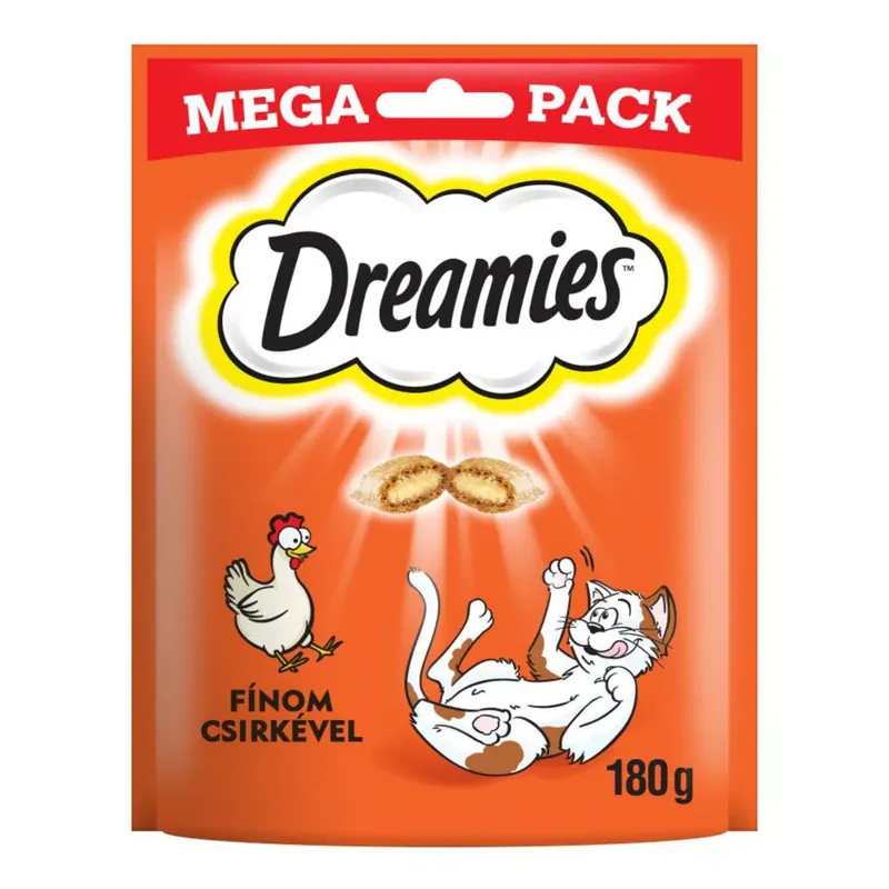 Dreamies Mega macska jutalomfalat csirke 4x180g Azonnali szállítás