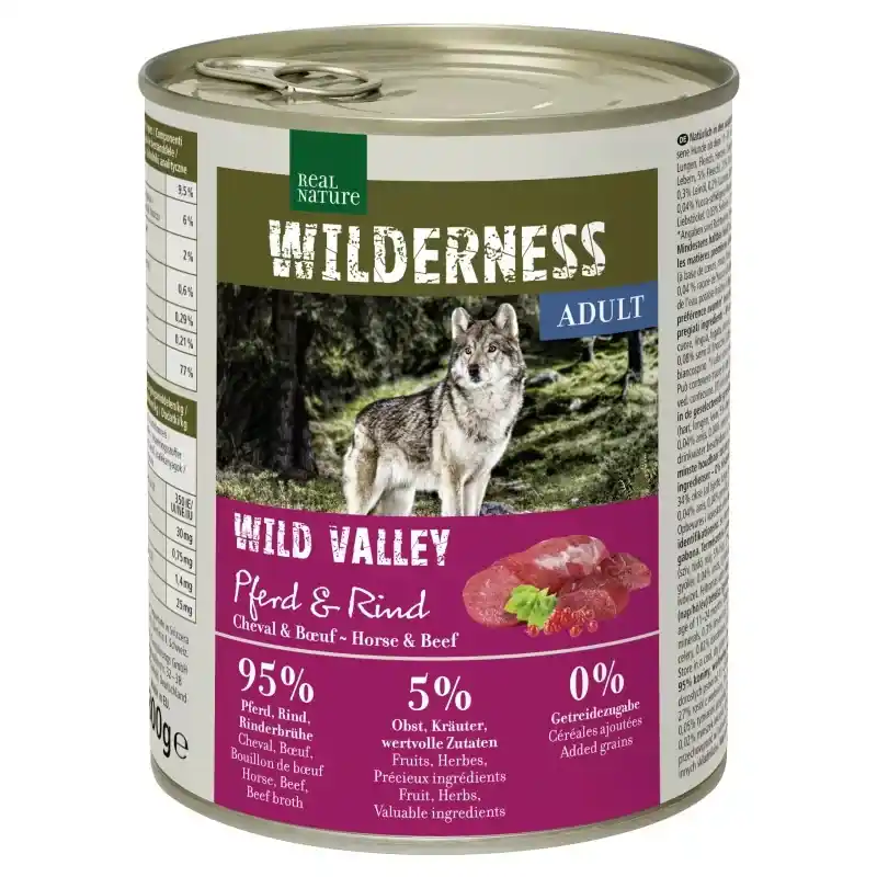 Alacsony ár Real Nature Wilderness kutya konzerv adult ló&marha 6x800g