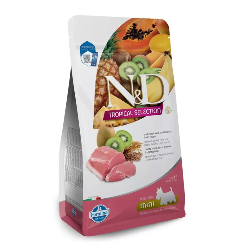 Bestseller N&D Tropical Selection Sertés & Trópusi gyümölcsök Felnőtt Mini Száraz Kutyaeledel 1,5kg